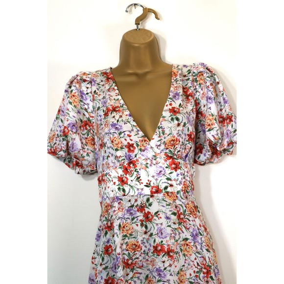 Puff Sleeve | Floral Dress  | V Neck A Line | Womens Small - Picture 7 of 10